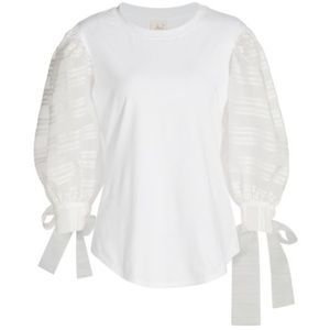 Cinq à Sept Sheer Stripe Carlie Top in White size Small
